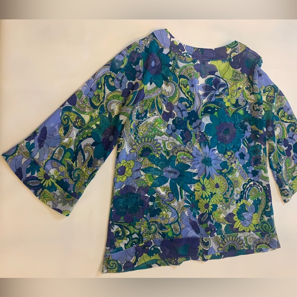 Tommy Bahama Sz small Paisley Floral Lace Up Embellished Swim Cover Up (bin D) - Picture 10 of 10